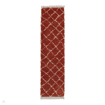 Boho 5413 Modern Moroccan Berber Soft Plush Shaggy Rust Runner-Think Rugs-Rug Love - The Most Loved Rug Store